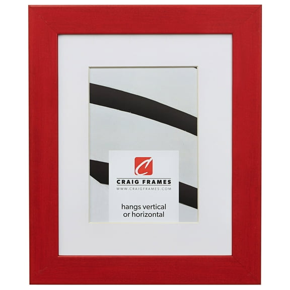 Craig Frames Colori, 18x24 inch Red Picture Frame Matted for a 12x18 Photo