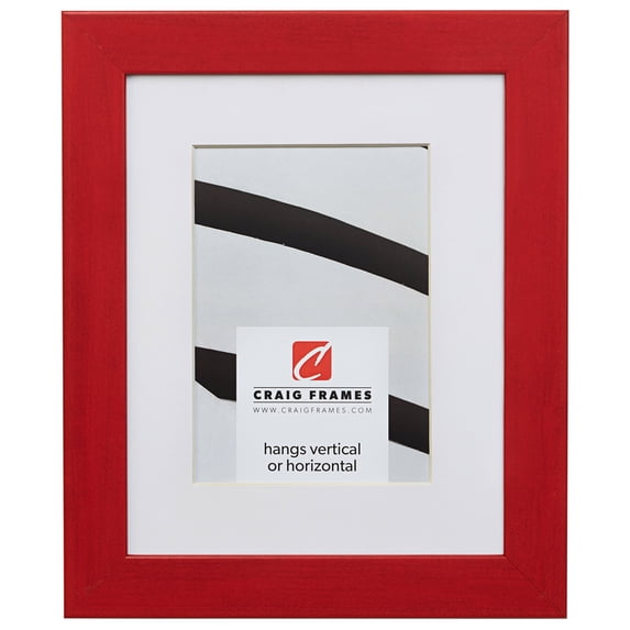 Craig Frames Colori, 8x10 inch Red Picture Frame Matted for a 5x7 Photo