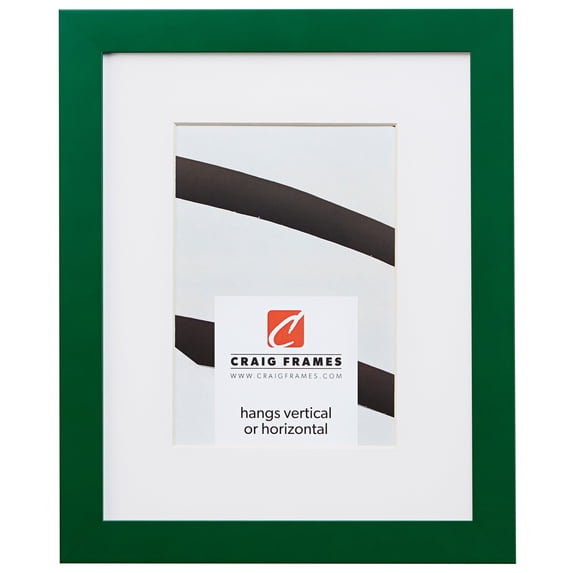 Craig Frames Confetti, 12x36 inch Modern Green Picture Frame Matted for an 8x32 Photo