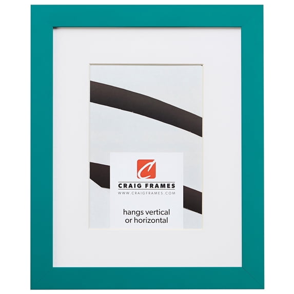 Craig Frames Confetti, 12x36 inch Modern Teal Blue Picture Frame Matted for an 8x32 Photo