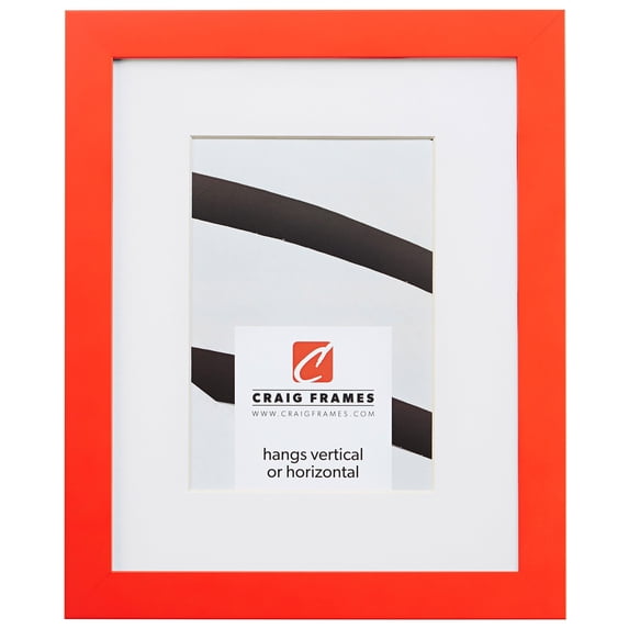 Craig Frames Confetti, 13x19 inch Modern Orange Picture Frame Matted for a 9x13 Photo