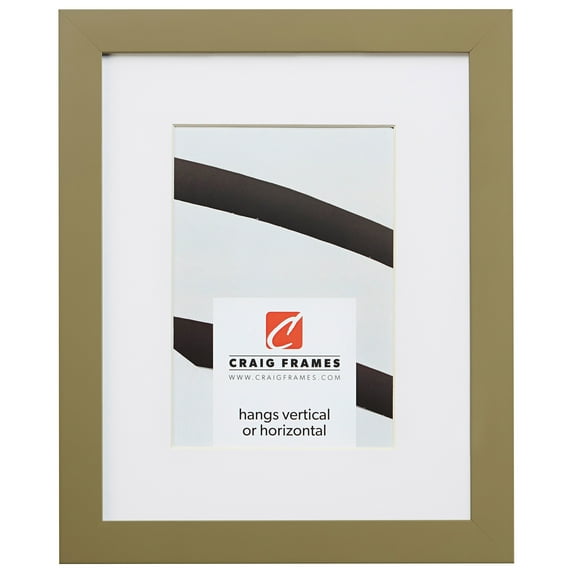 Craig Frames Confetti, 8.5x11 inch Modern Olive Green Picture Frame Matted for a 6x9 Photo