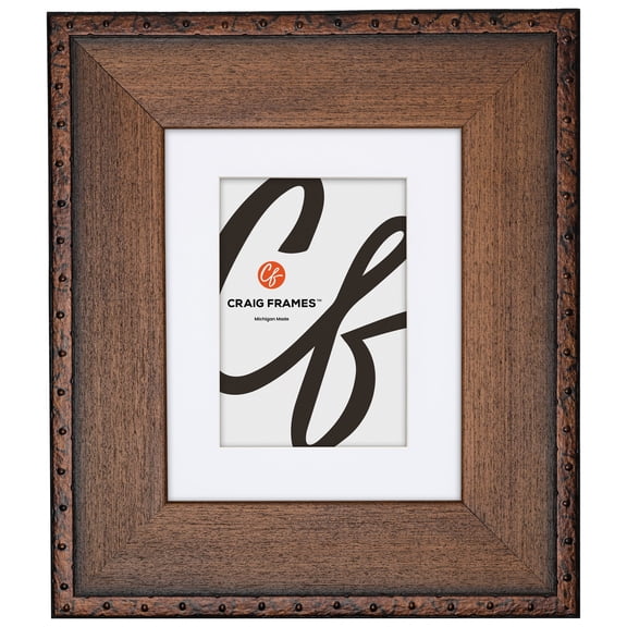Craig Frames Constitution Nautical, 8x10 Picture Frame Matted for a 5x7 Photo, Walnut Brown