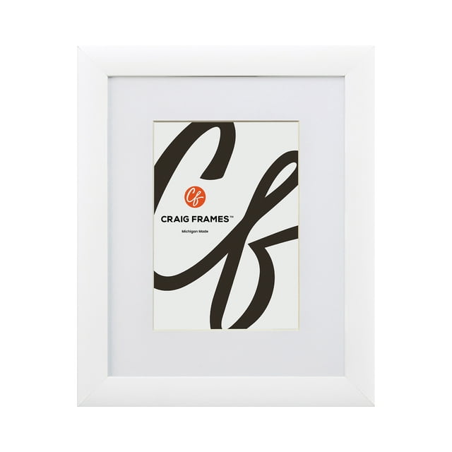 Craig Frames Contemporary, 10x13 Inch White Picture Frame Matted to