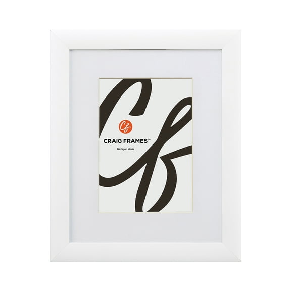 Craig Frames Contemporary, 5x7 Inch White Picture Frame Matted to Display a 4x6 Inch Photo