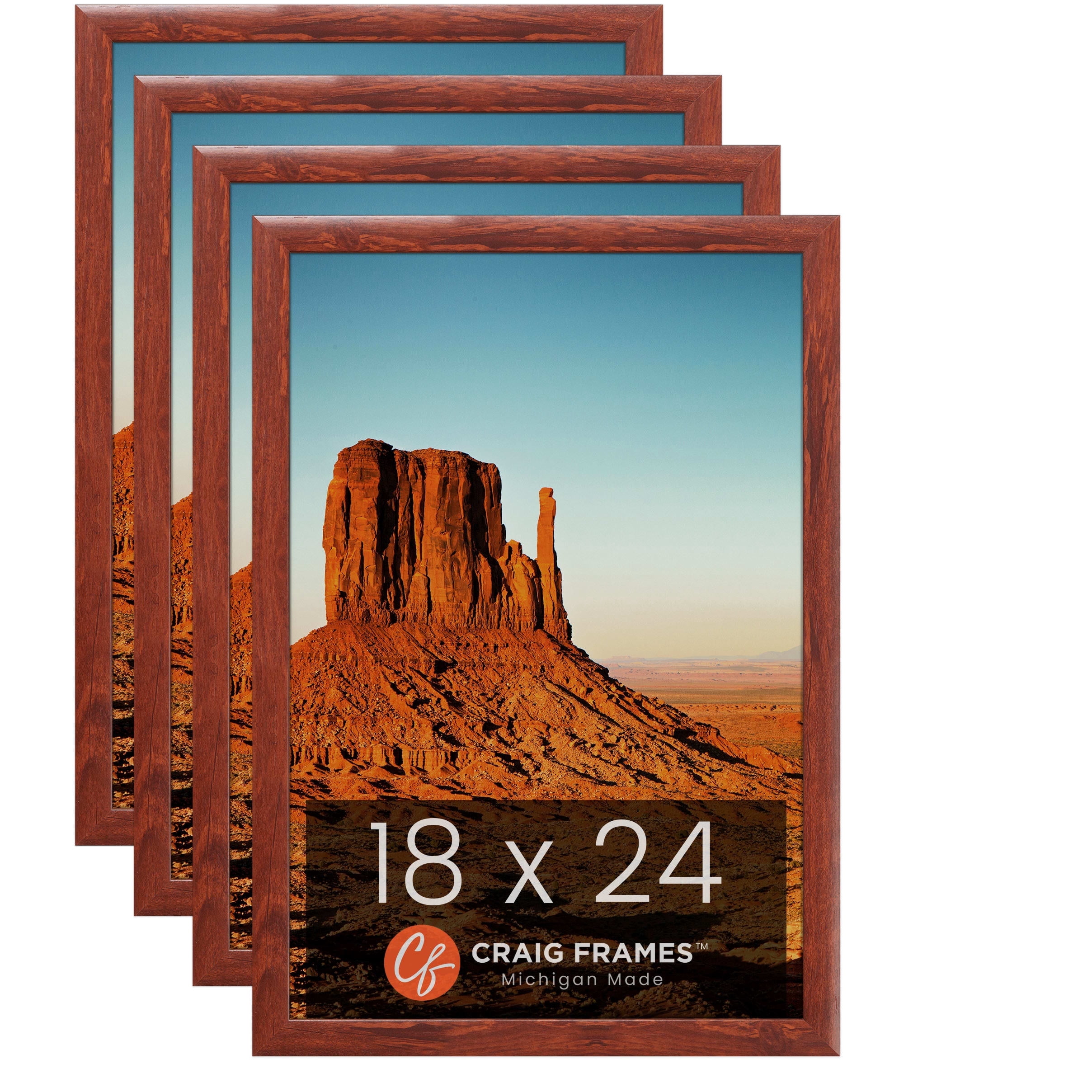 Craig Frames Contemporary Honey Brown Picture Frame, Set of 4