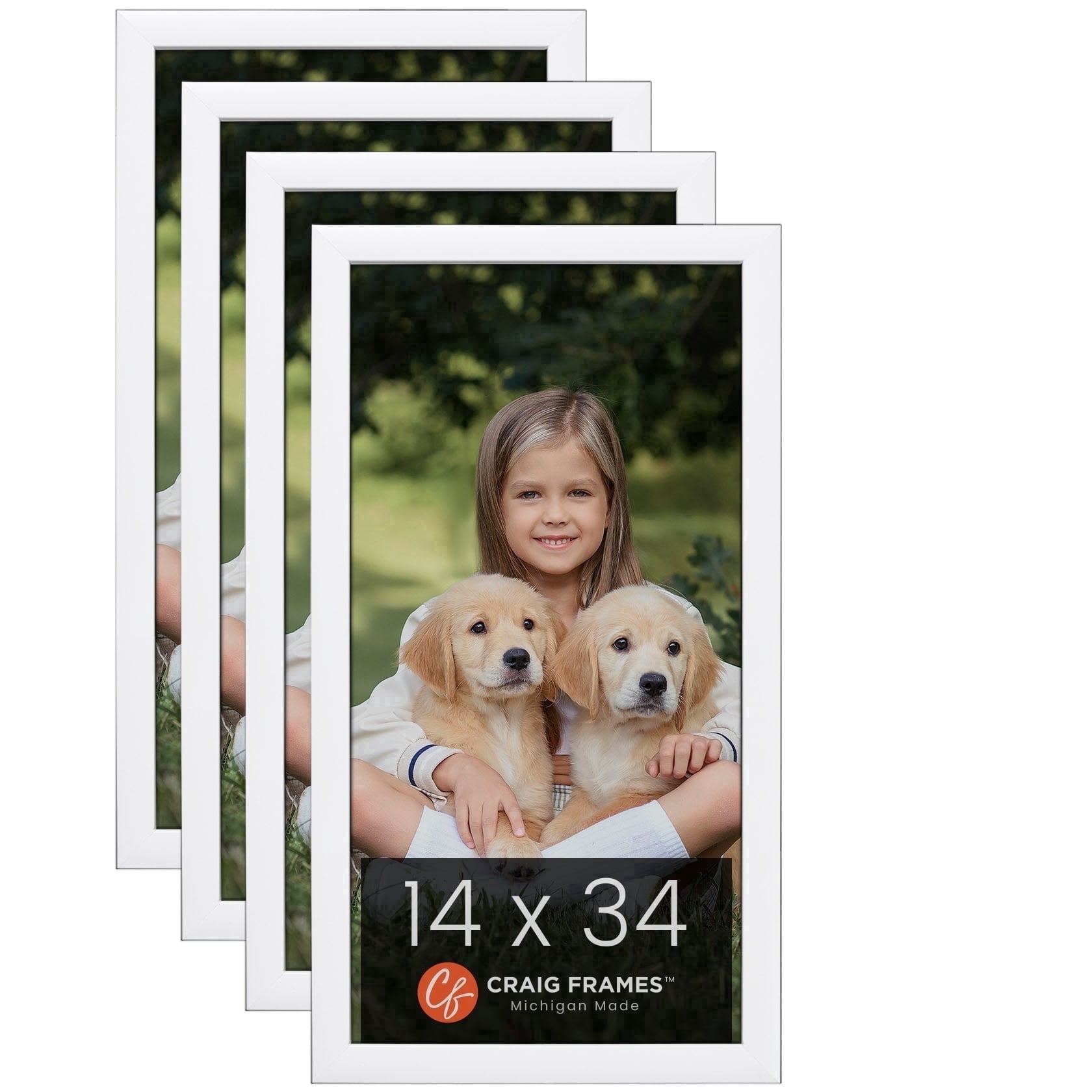 Craig Frames Contemporary Picture Frame, 14x34 Inch, White, Set of 4 ...
