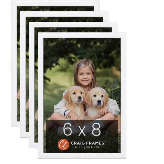 Craig Frames Contemporary Picture Frame, 6x8 Inch, White, Set of 4