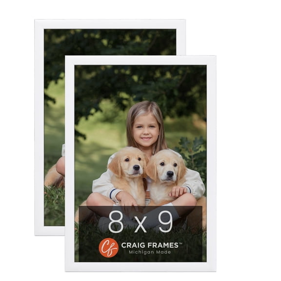 Craig Frames Contemporary Picture Frame, 8x9 Inch, White, Set of 2