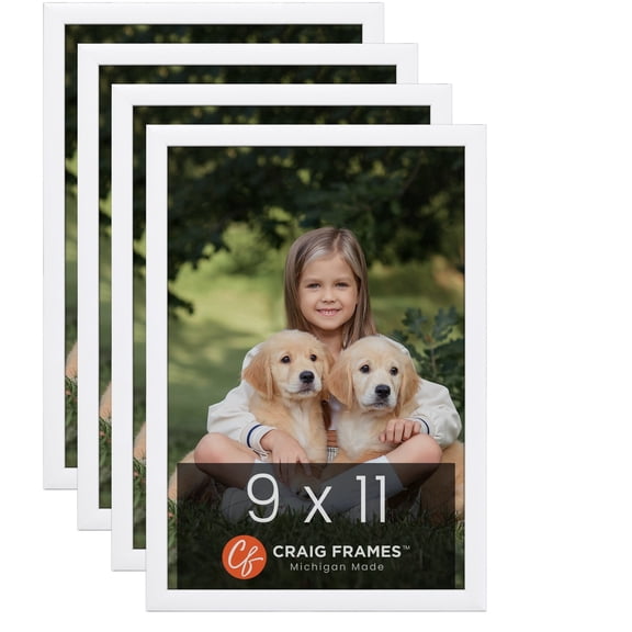 Craig Frames Contemporary Picture Frame, 9x11 Inch, White, Set of 4
