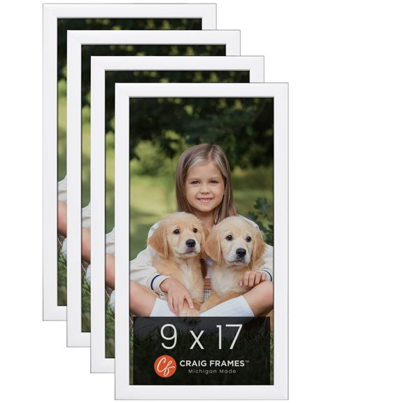 Craig Frames Contemporary Picture Frame, 9x17 Inch, White, Set of 4