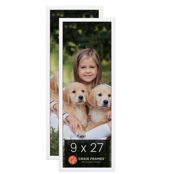Craig Frames Contemporary Picture Frame, 9x27 Inch, White, Set of 2