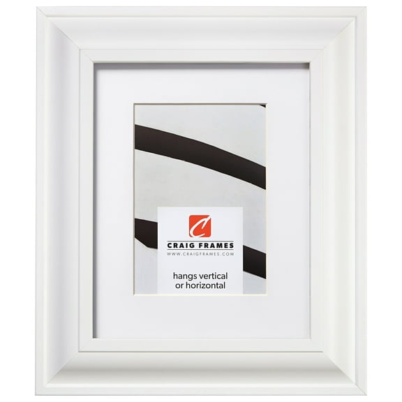 Craig Frames Contemporary Upscale, 11x14 inch Satin White Picture Frame Matted for an 8x10 Photo