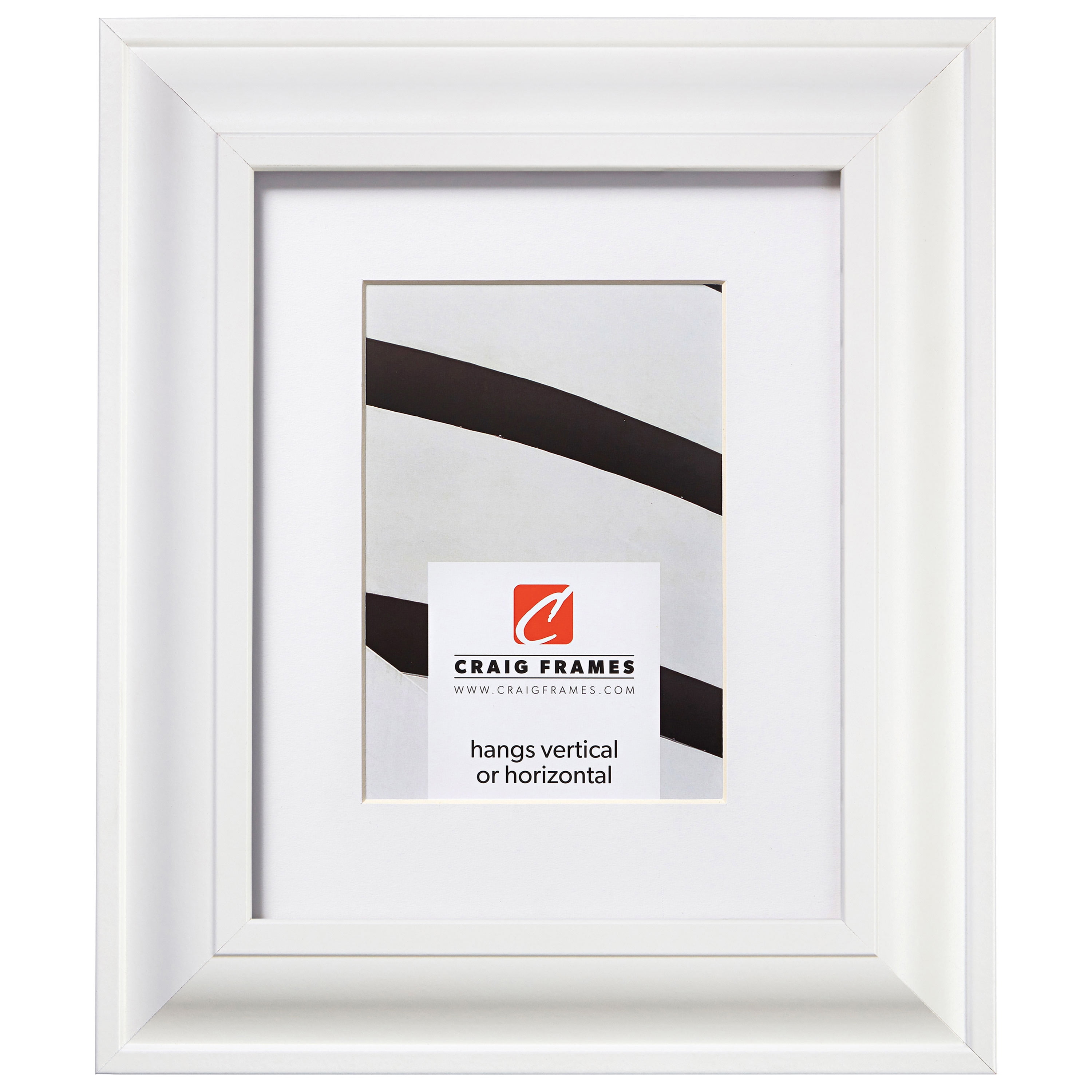 20x20 Inch White Satin Contemporary Picture Frame with Mat