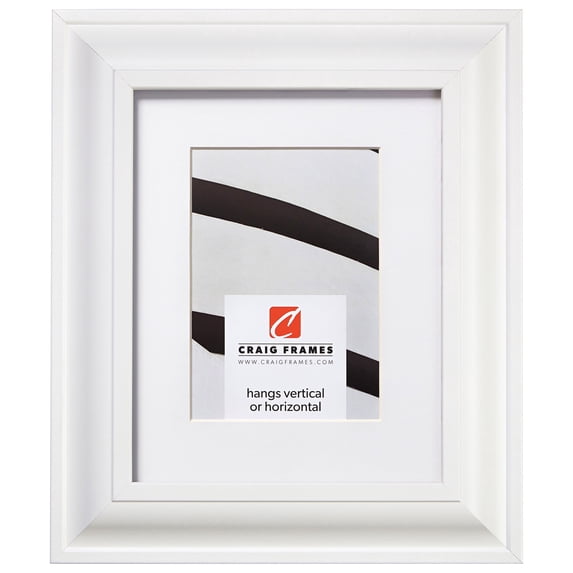 Craig Frames Contemporary Upscale, 20x24 inch Satin White Picture Frame Matted for a 16x20 Photo