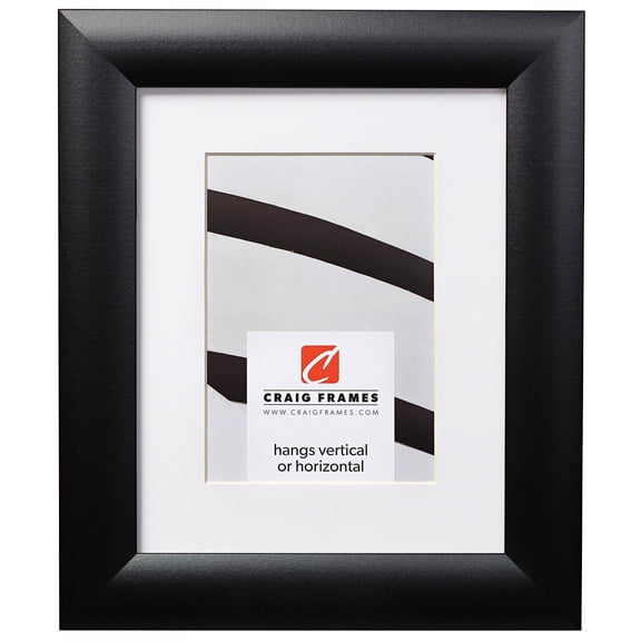 Craig Frames Contemporary Wide, 12x18 inch Black Picture Frame Matted for a 10x13 Photo