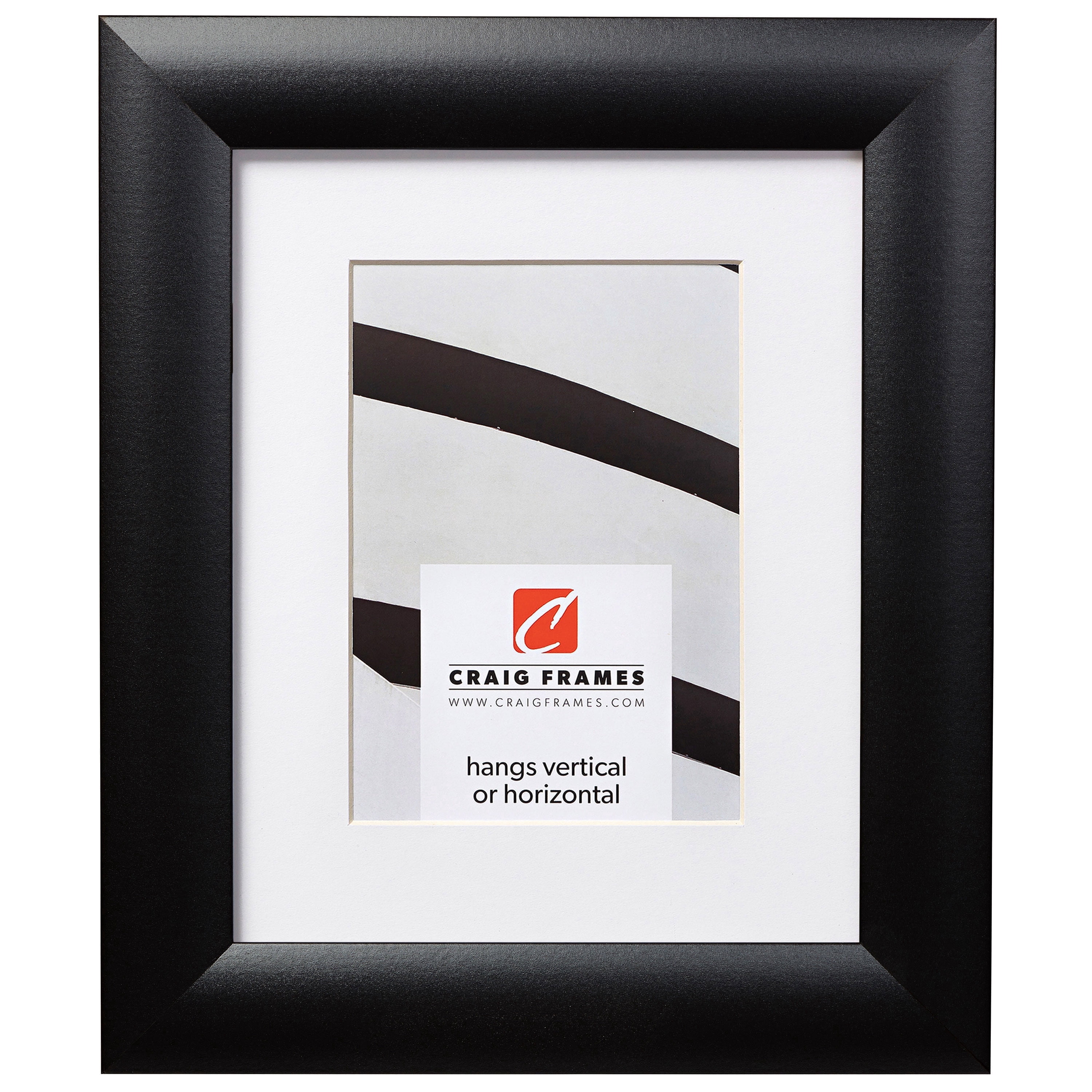 Craig Frames Contemporary Wide, 22x28 inch Black Picture Frame Matted for an 18x24 Photo