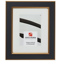 Craig Frames Crackle, 14x18 inch Black and Gold Picture Frame Matted for a 10x13 Photo