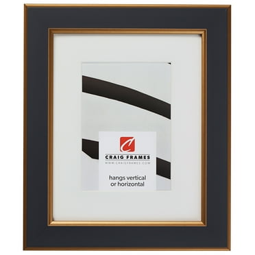 Craig Frames Crackle, 14x18 inch Black and Gold Picture Frame Matted for a 10x13 Photo