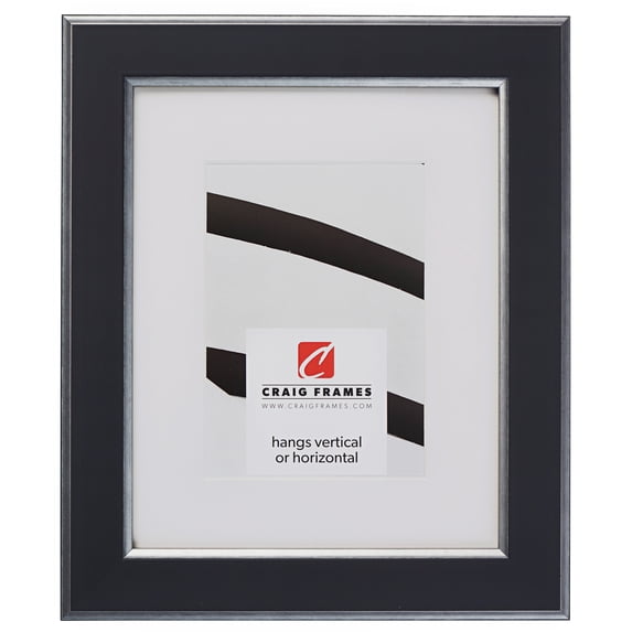 Craig Frames Crackle, 19x25 inch Black and Silver Picture Frame Matted for a 14x20 Photo