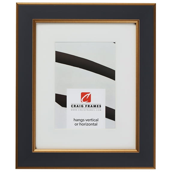 Craig Frames Crackle, 24x30 inch Black and Gold Picture Frame Matted for a 20x26 Photo