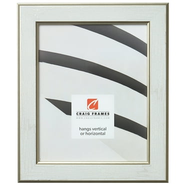 Craig Frames Crackle, 8x10 inch Picture Frame, Cracked White With Gold