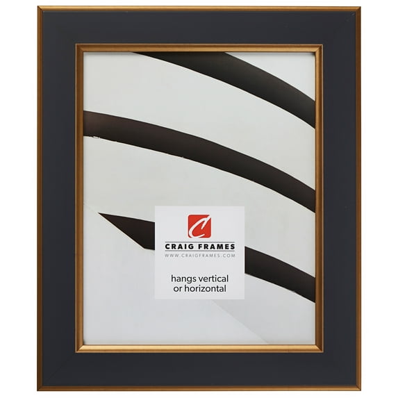 Craig Frames Crackle Picture Frame, 14x18 inch, Black and Gold