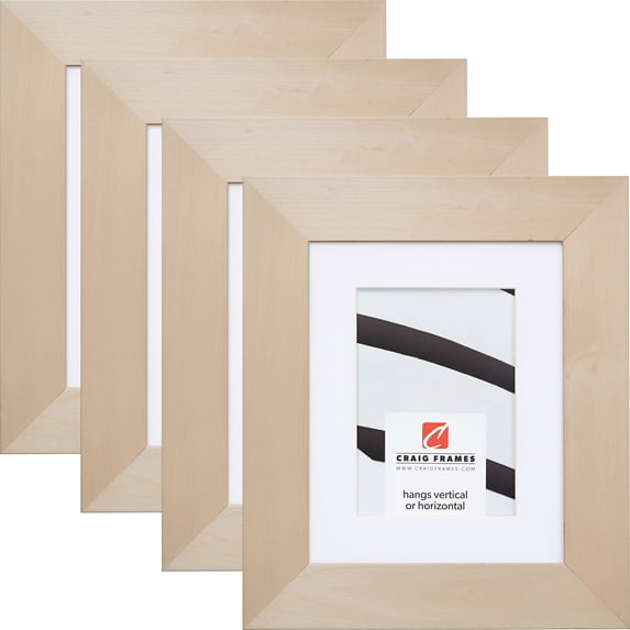 Craig Frames DIY Unfinished Wood Picture Frame, 10 x 12 Inch Matted to Display a 8 x 10 Inch Photo, Natural, Set of 4