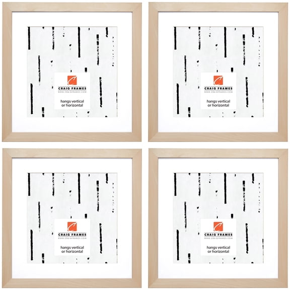Craig Frames DIY Unfinished Wood Picture Frame, 20 x 20 Inch Matted to Display a 16 x 16 Inch Photo, Natural, Set of 4