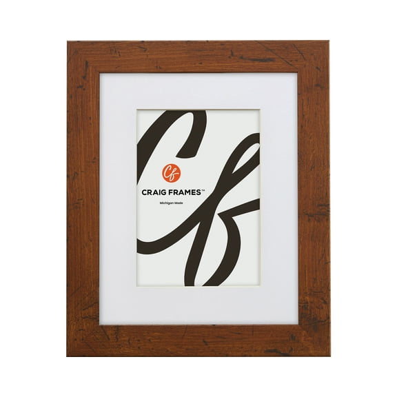 Craig Frames Dark Brown Walnut Rustic Pine 8x10 inch Picture Frame Matted for an 5x7 Photo