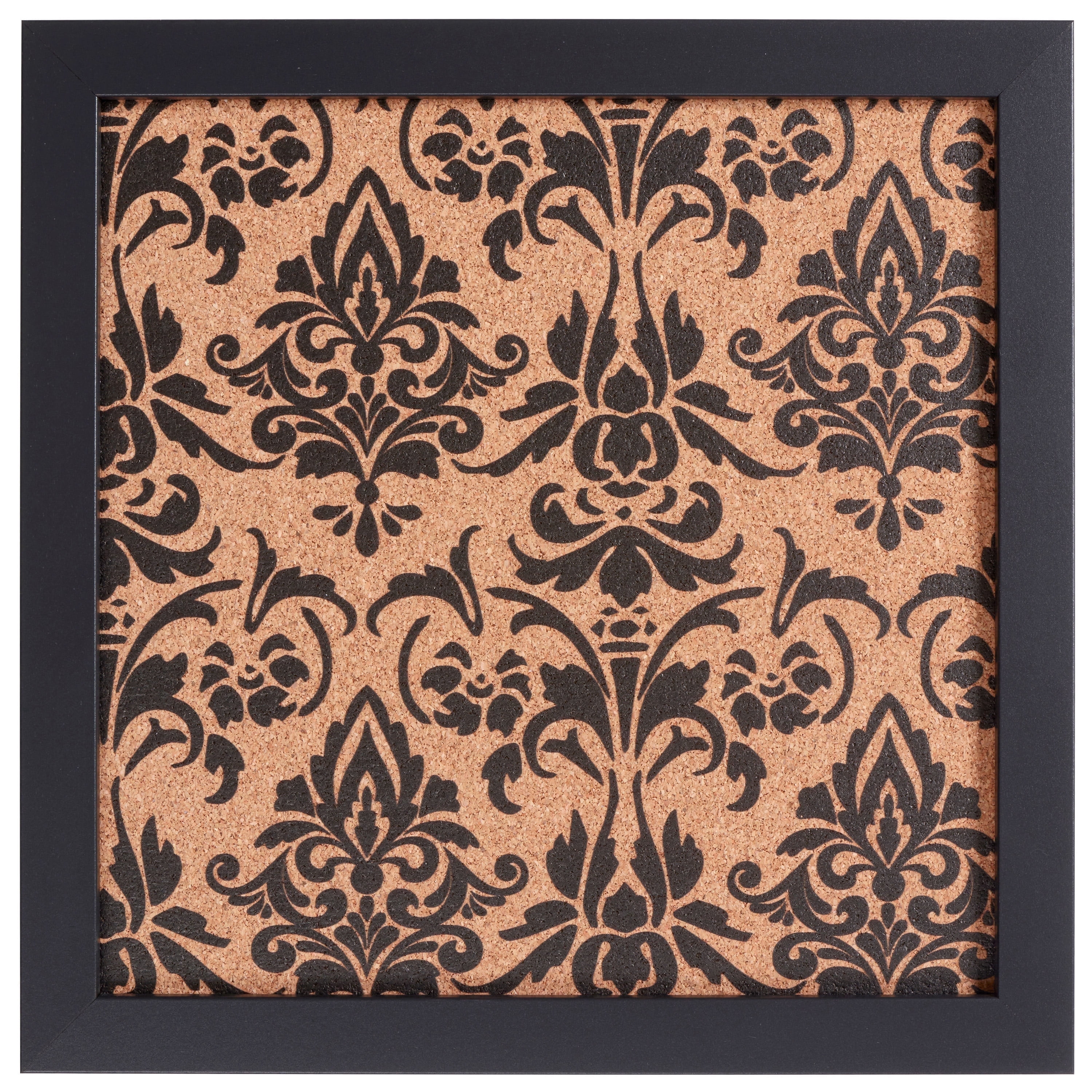 Craig Frames Decorative Cork Bulletin Board, 12x12 Inch, Black Frame with Fleur de Lis Pattern