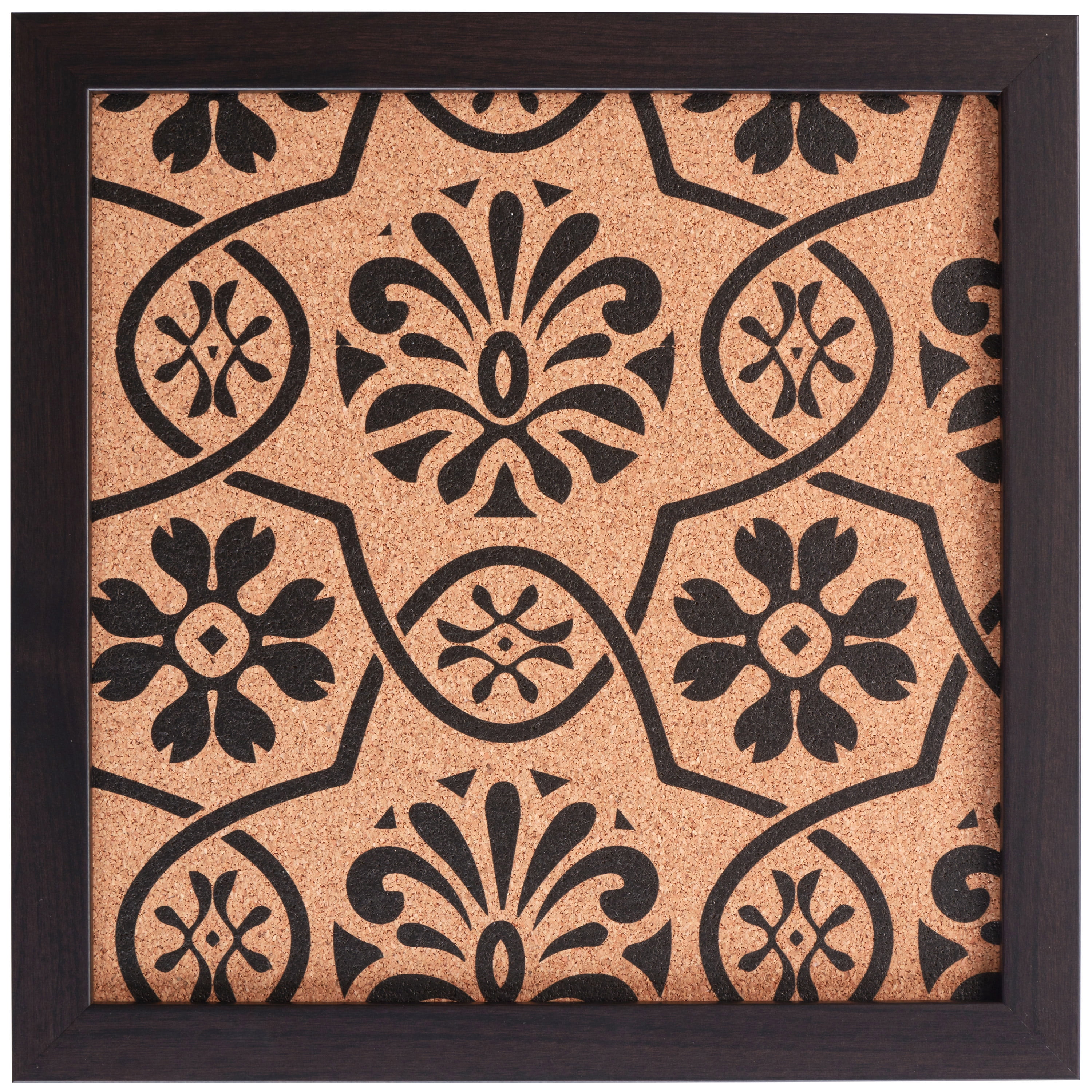 Craig Frames Decorative Cork Bulletin Board, 12x12 Inch, Brown Frame with Floral Pattern