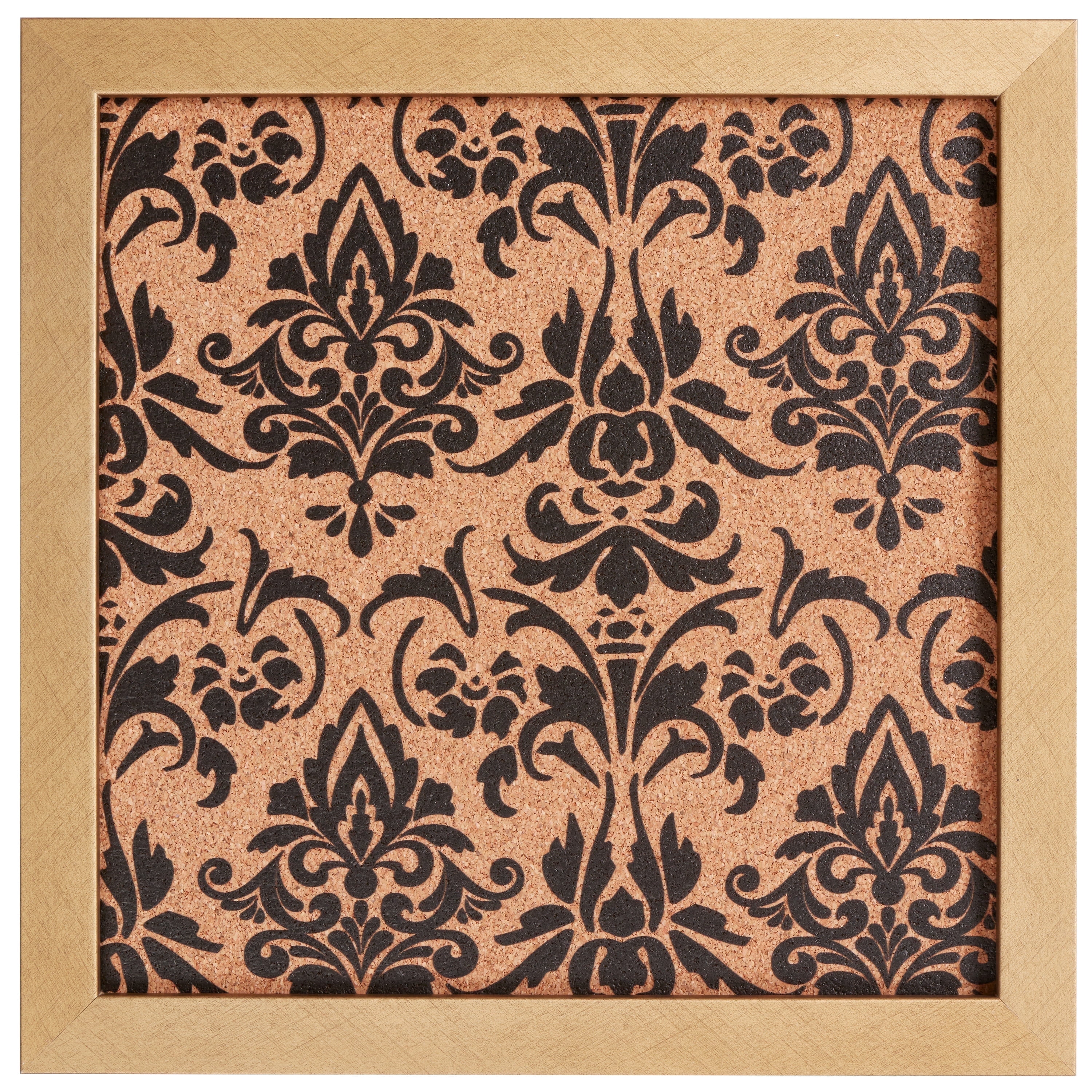 Craig Frames Decorative Cork Bulletin Board, 12x12 Inch, Gold Frame with Fleur de Lis Pattern