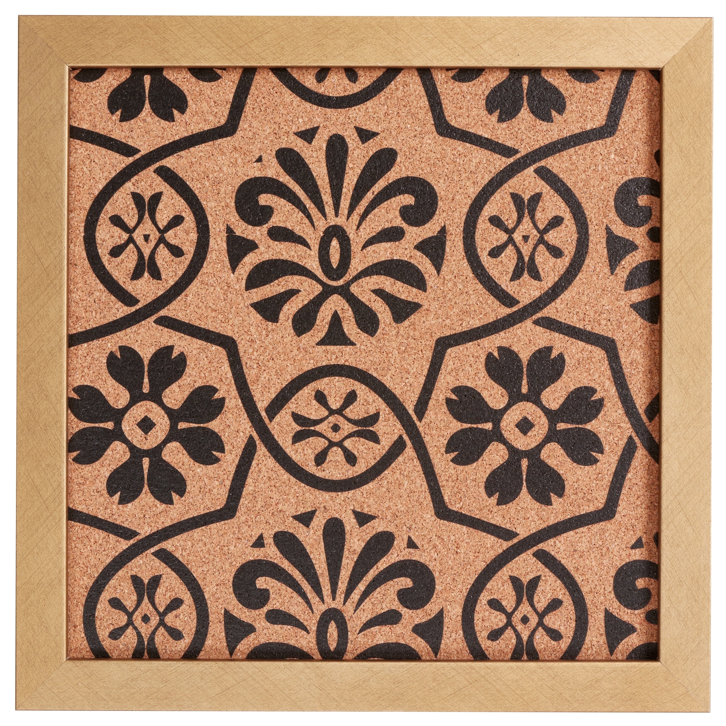 Craig Frames Decorative Cork Bulletin Board, 12x12 Inch, Gold Frame with Floral Pattern