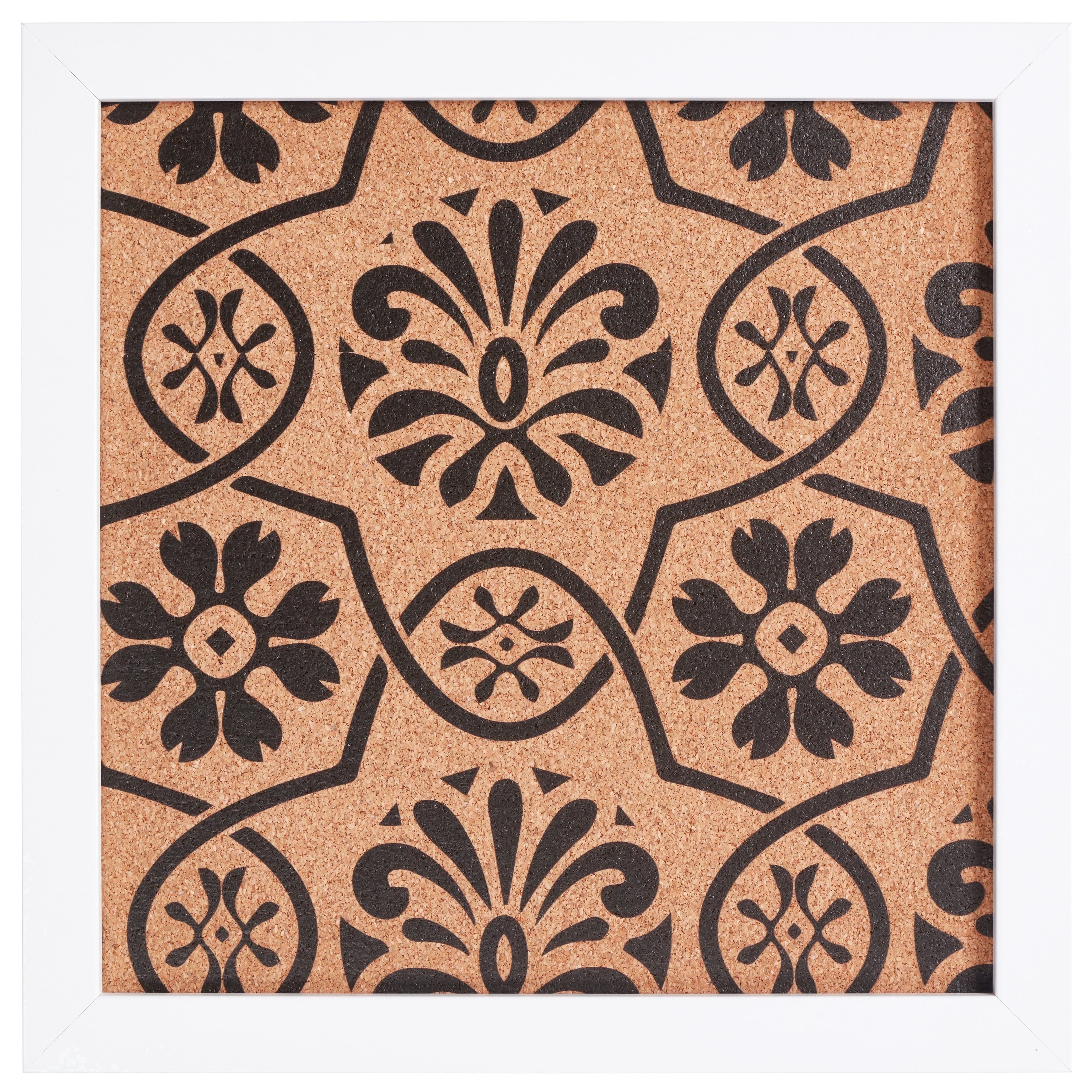 Craig Frames Decorative Cork Bulletin Board, 12x12 Inch, White Frame with Floral Pattern