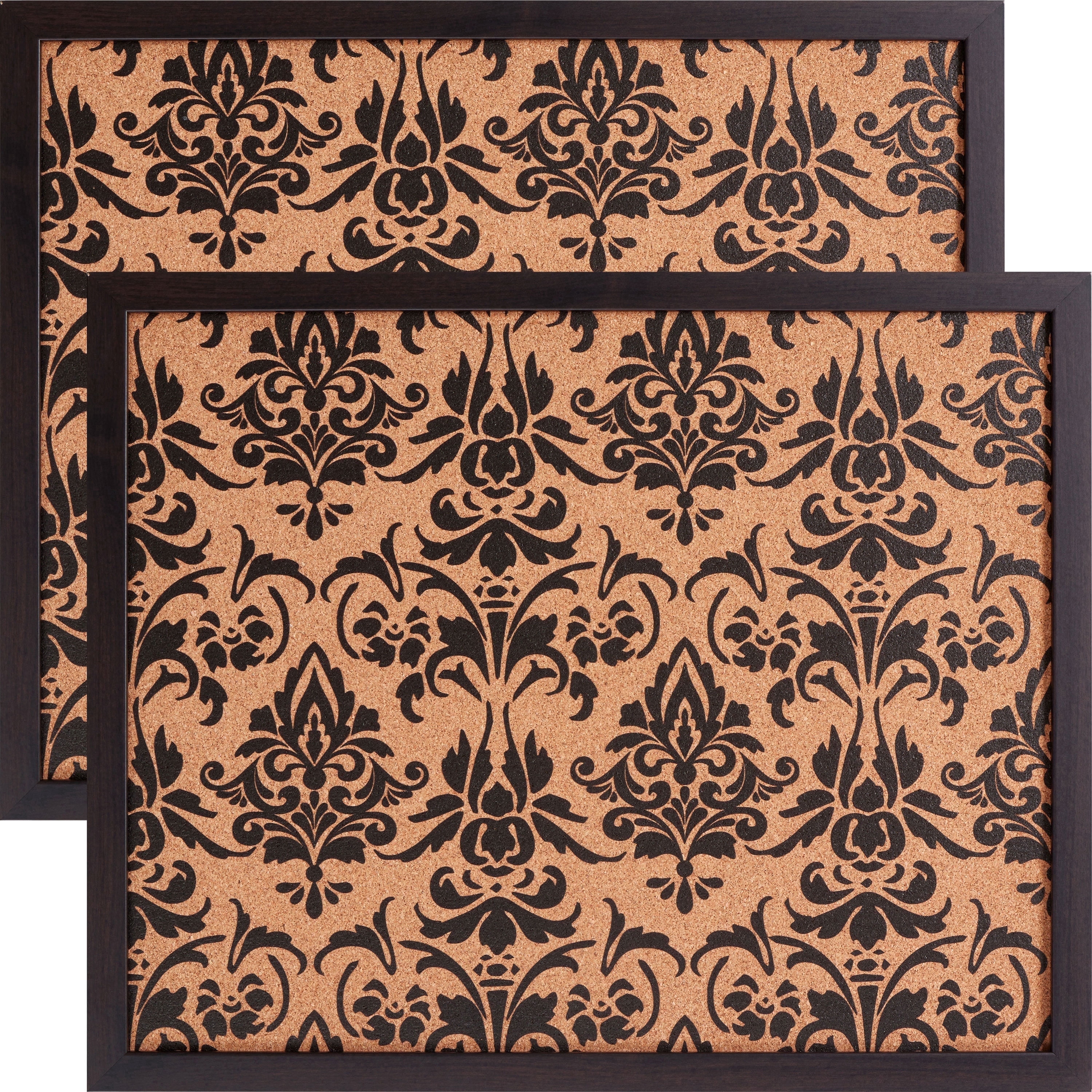 Craig Frames Decorative Cork Bulletin Board, 18.5x23 Inch, Brown Frame with Fleur de Lis Pattern, Set of 2