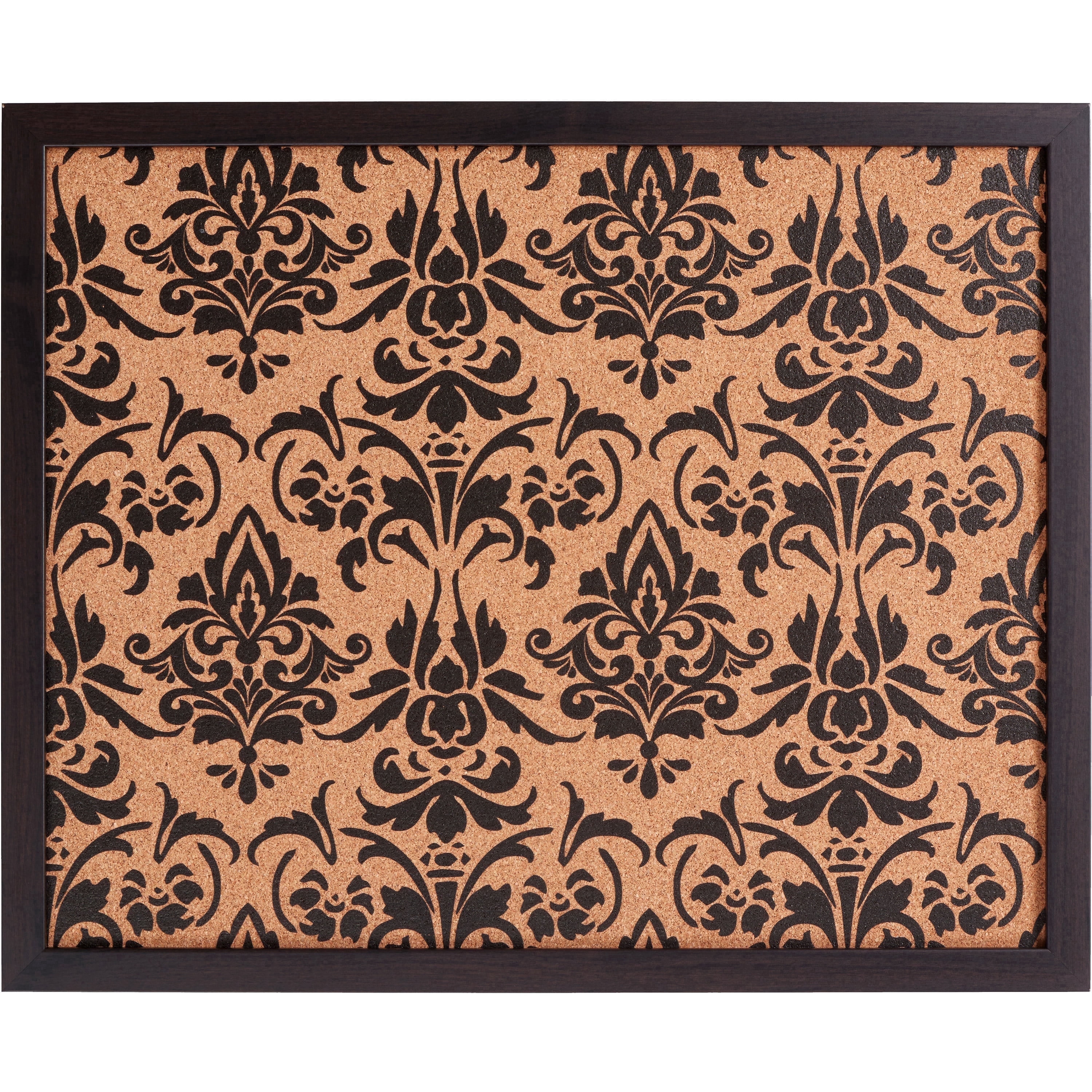 Craig Frames Decorative Cork Bulletin Board, 18.5x23 Inch, Brown Frame with Fleur de Lis Pattern
