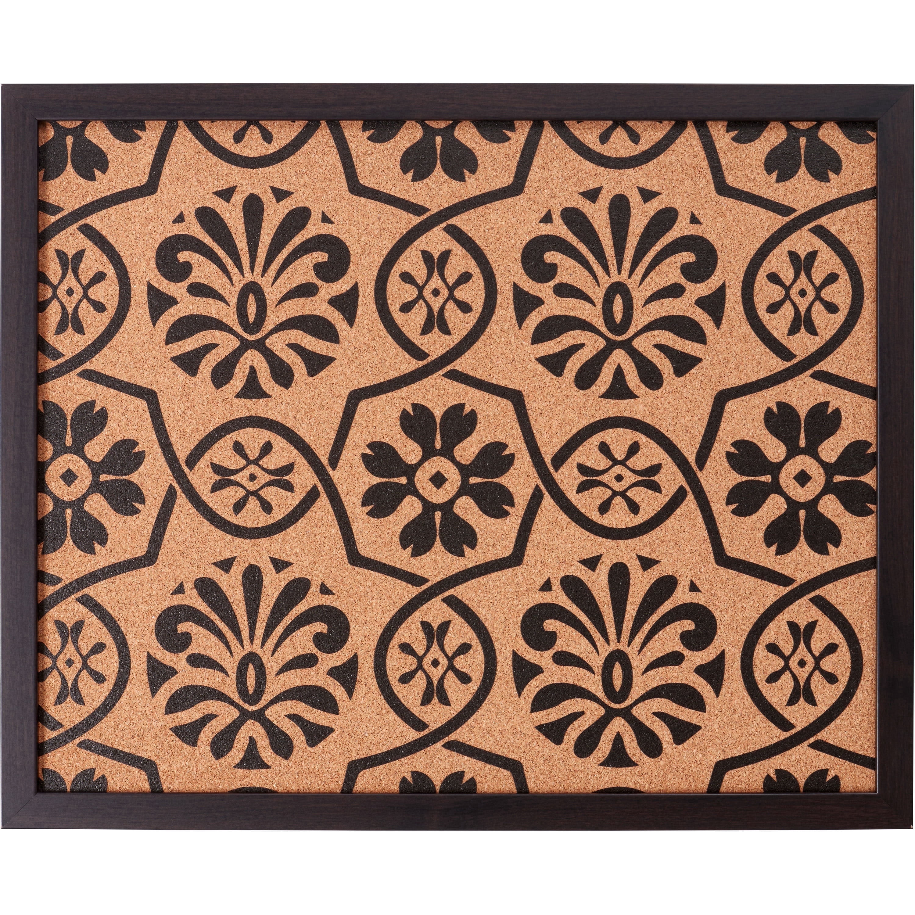 Craig Frames Decorative Cork Bulletin Board, 18.5x23 Inch, Brown Frame with Floral Pattern