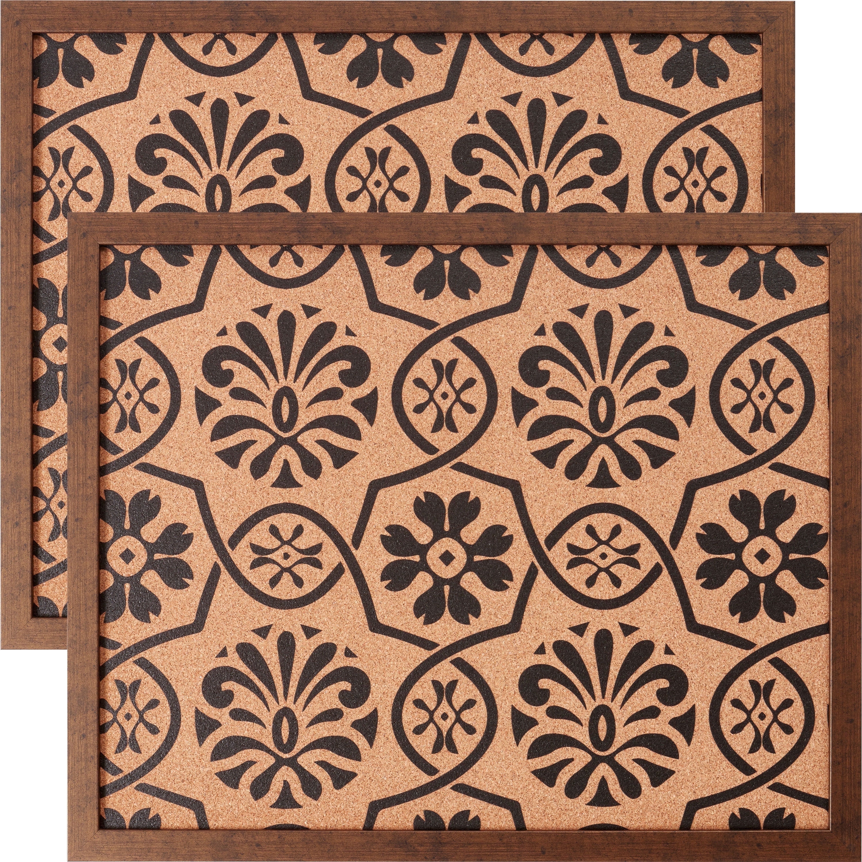 Craig Frames Decorative Cork Bulletin Board, 18.5x23 Inch, Copper Frame with Floral Pattern, Set of 2
