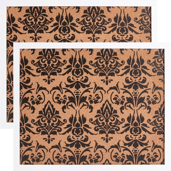 Craig Frames Decorative Cork Bulletin Board, 18.5x23 Inch, White Frame with Fleur de Lis Pattern, Set of 2