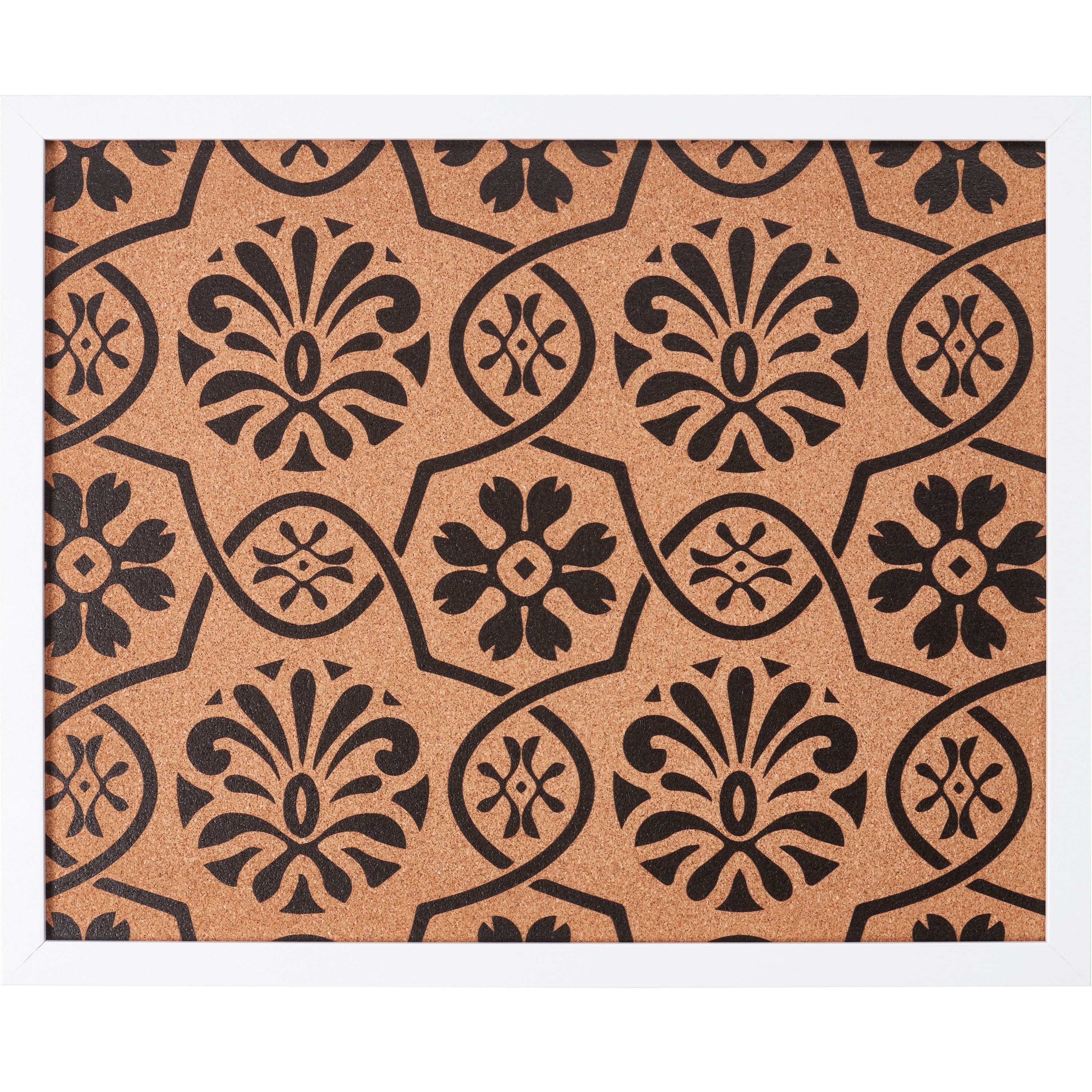 Craig Frames Decorative Cork Bulletin Board, 18.5x23 Inch, White Frame with Floral Pattern