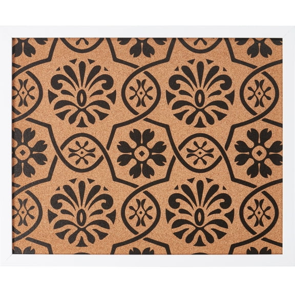 Craig Frames Decorative Cork Bulletin Board, 18.5x23 Inch, White Frame with Floral Pattern