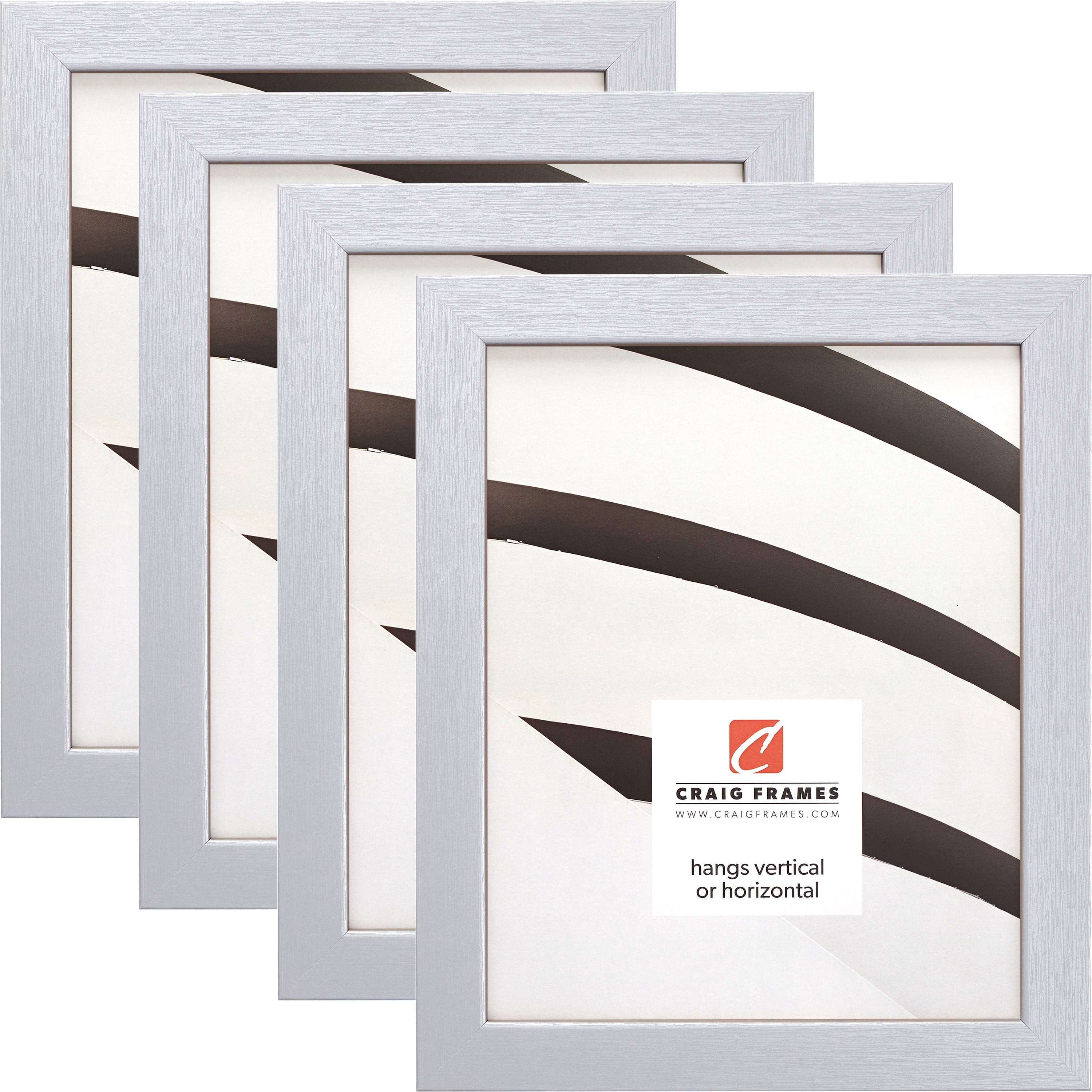 Craig Frames Essentials, 10x13 inch Picture Frame, Brushed Silver, Set ...