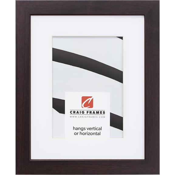Craig Frames Essentials, 11x14 inch Picture Frame Matted for a 8x10 Photo, Brazilian Walnut