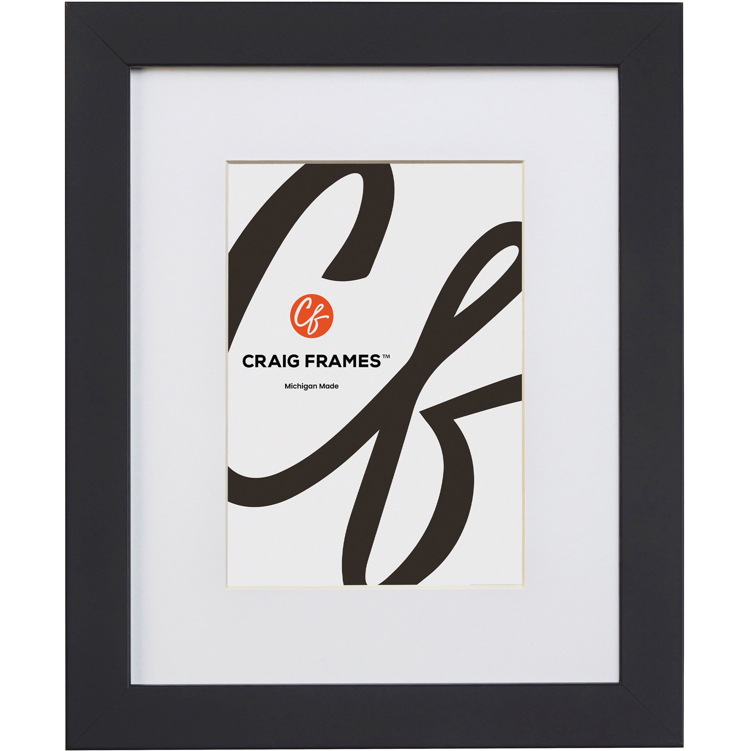 Craig Frames Essentials, 12x16 Inch Black Picture Frame Matted to ...