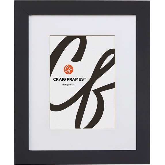Craig Frames Essentials, 14x22 Inch Black Picture Frame Matted to Display a 11x17 Inch Photo