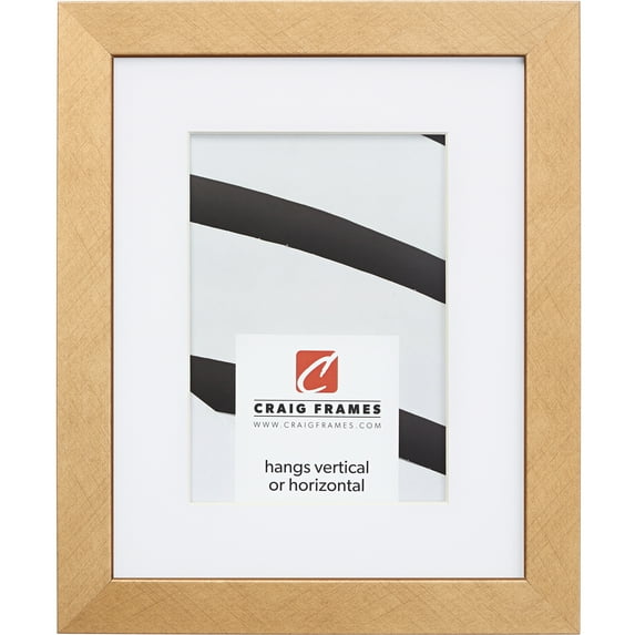 Craig Frames Essentials, 16x22 inch Picture Frame Matted for a 12x18 Photo, Gold