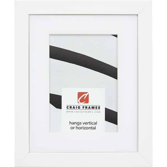 Craig Frames Essentials, 16x22 inch Picture Frame Matted for a 12x18 Photo, Satin White