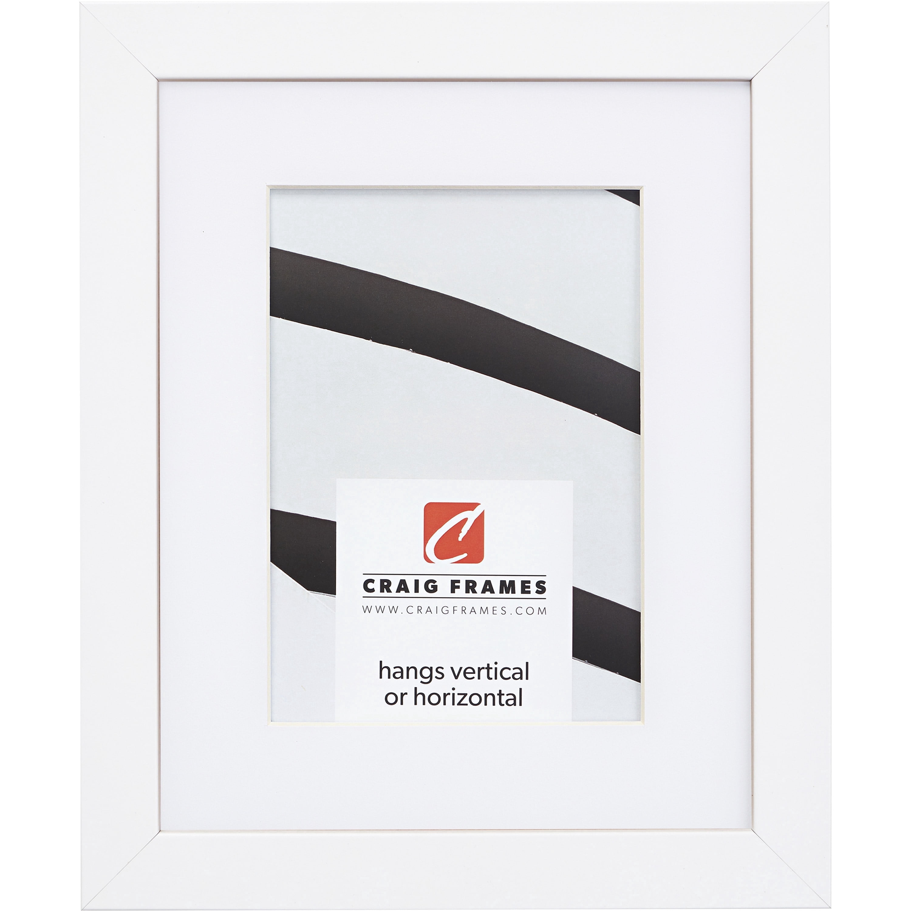 Craig Frames Essentials, 18x24 inch Picture Frame Matted for a 12x18 Photo, Satin White