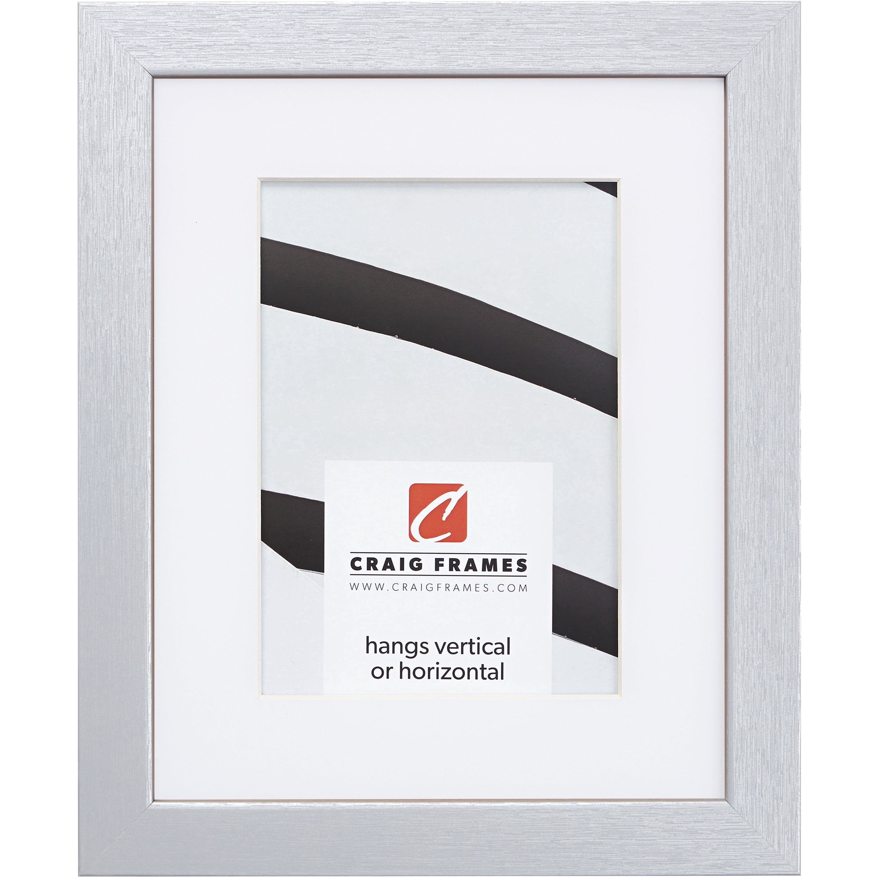 Craig Frames Essentials, 22x28 inch Picture Frame Matted for a 18x24 Photo, Brushed Silver